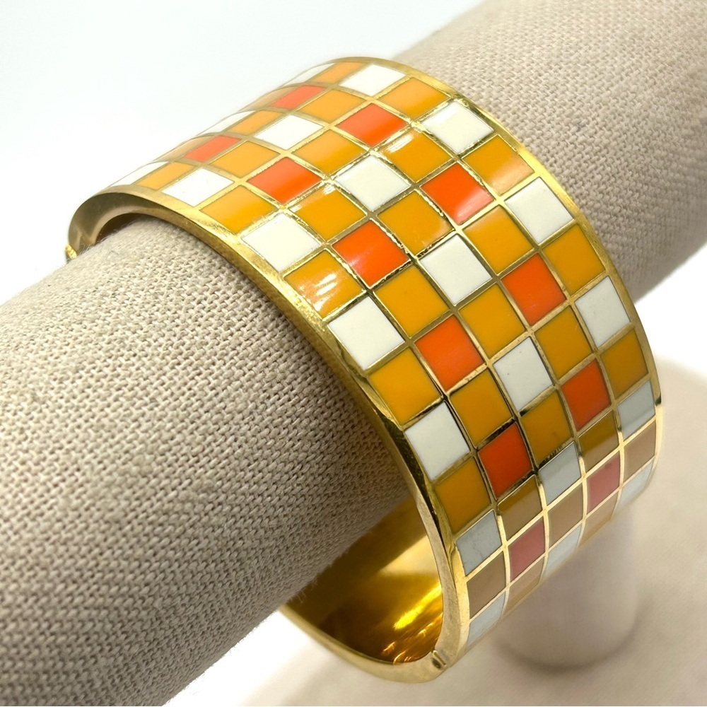Kate Spade βA Walk in the Parkβ Checked Hinged Bangle Bracelet